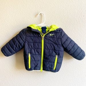 Nike Baby Blue Green Hooded Puffer Jacket Size 12 Months